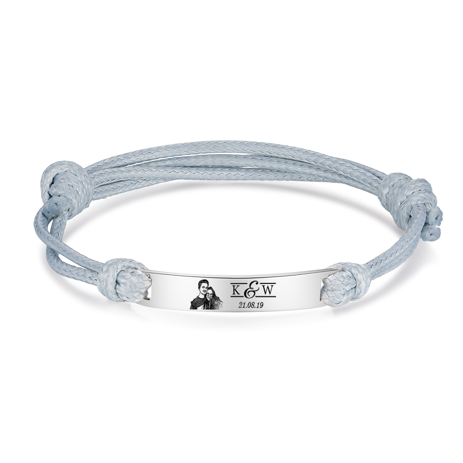 Braccialetti acciaio inox 1 nome 2 lettere e 1 foto personalizzabili per coppia multicolori da scegliere