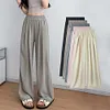 Gioiacombo&trade; Pantaloni estivi a gamba larga in vita elastica leggera da donna