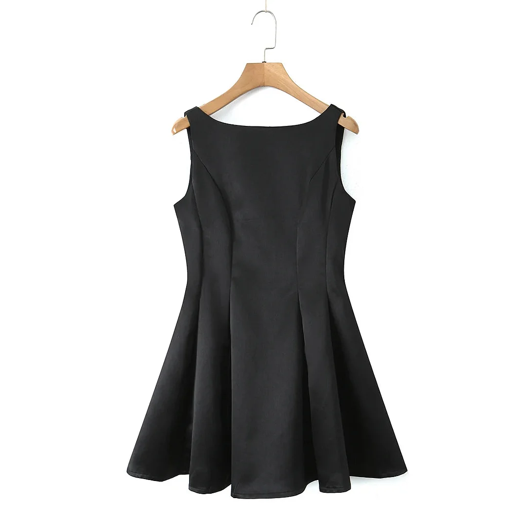 Toloer Satin Back V Backless Mini Dress-Outfit Ideas