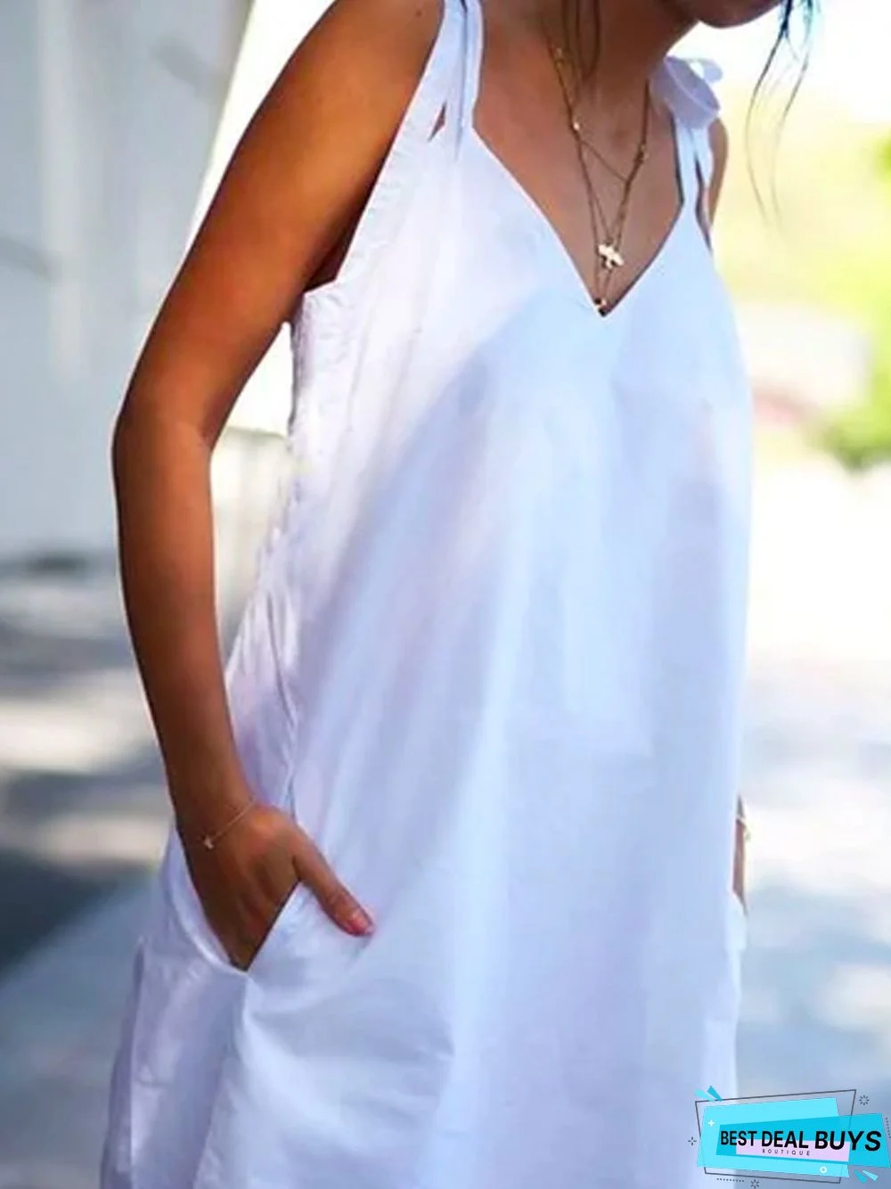 Casual Plain Sleeveless Weaving Dress