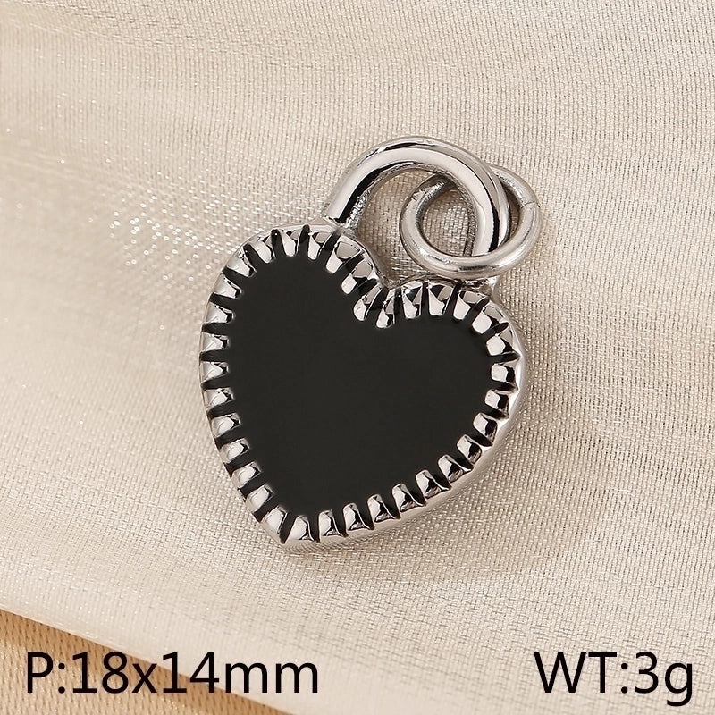 Basic Heart Shape Stainless Steel 18K Gold Plated Enamel Charms