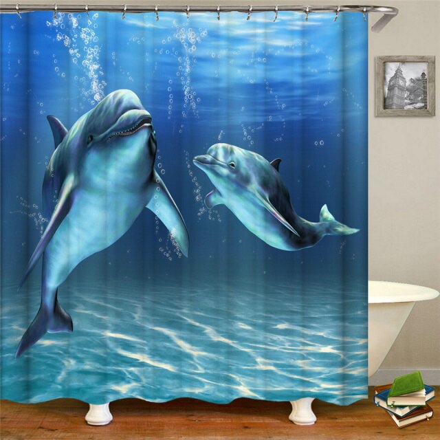 

Shower Curtain – Ocean Fish Shark Seahorse-180*180cm, 501 Original