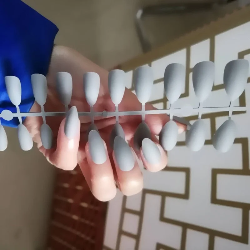 Free shipping fake nails Nail Art Decorations 24pcs Fake Nails Solid Color Frosted Matte Full Cover новогодние накладные ногти-Nail Inspo