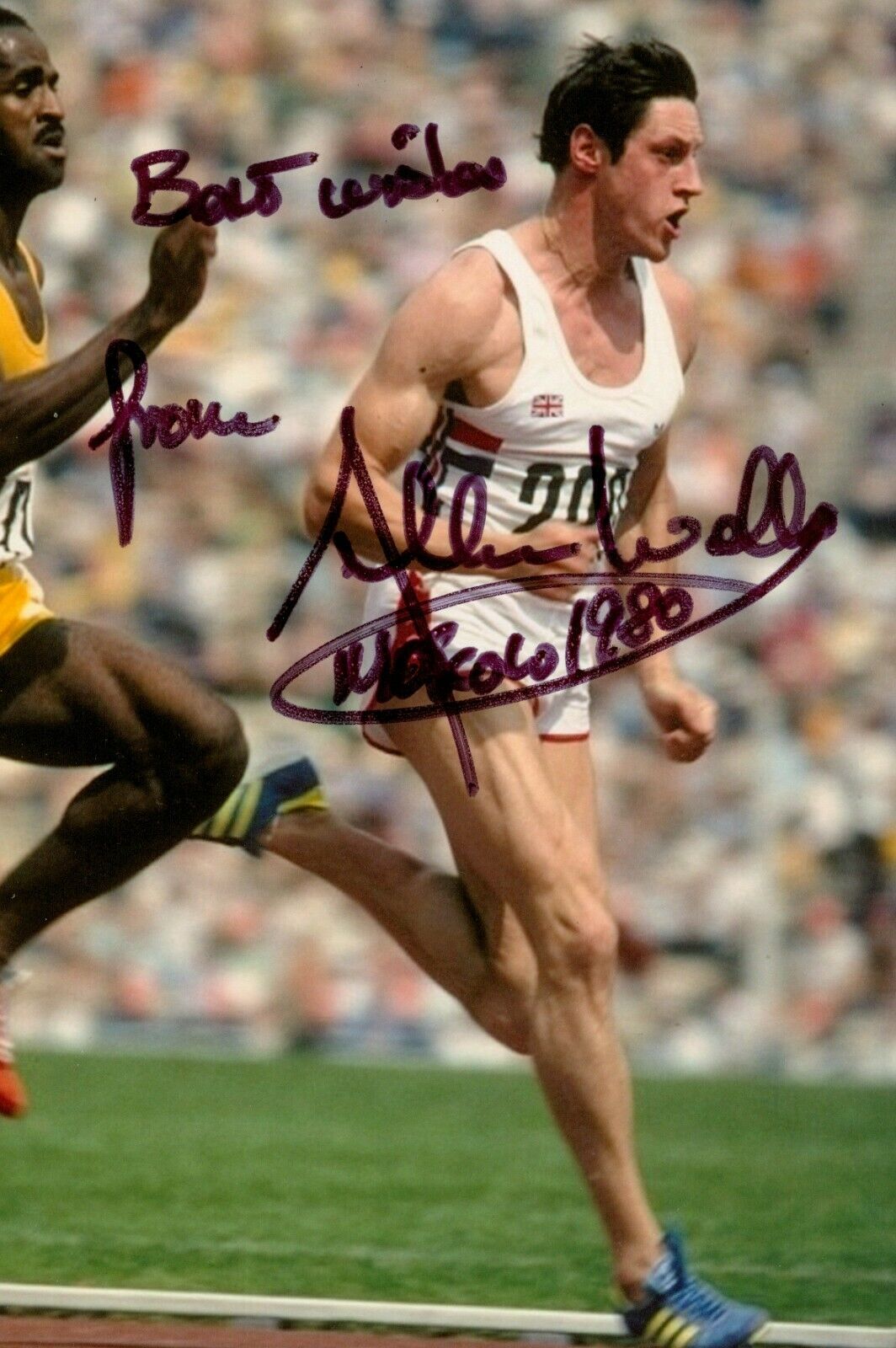 Allan Wells Signed 6x4 Photo Poster painting Olympic Champion Moscow 1980 Genuine Autograph +COA