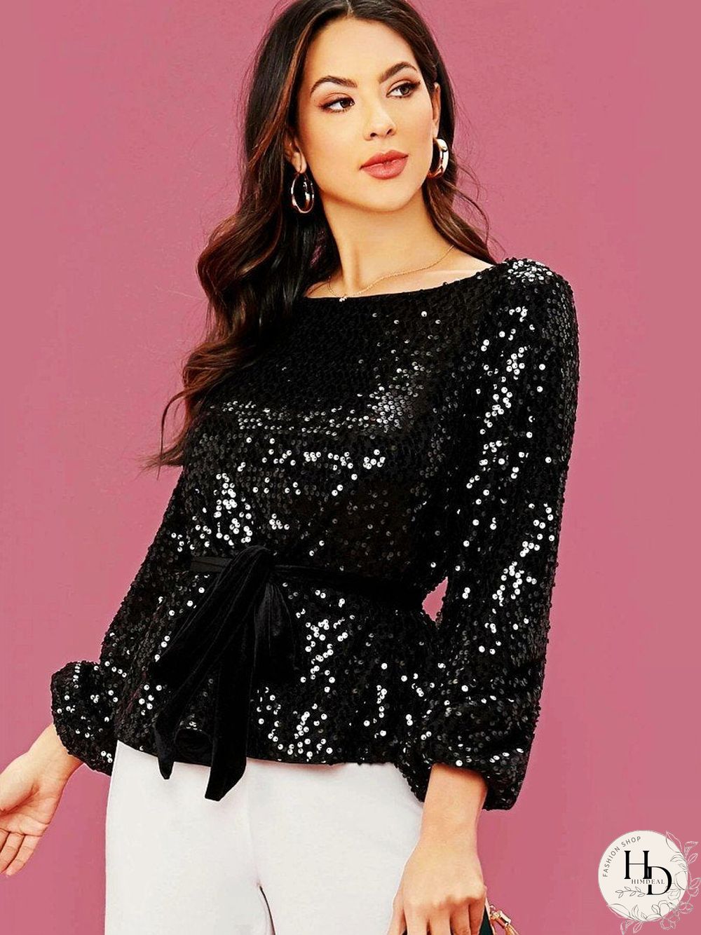 Slim Chic Women Sequins Top