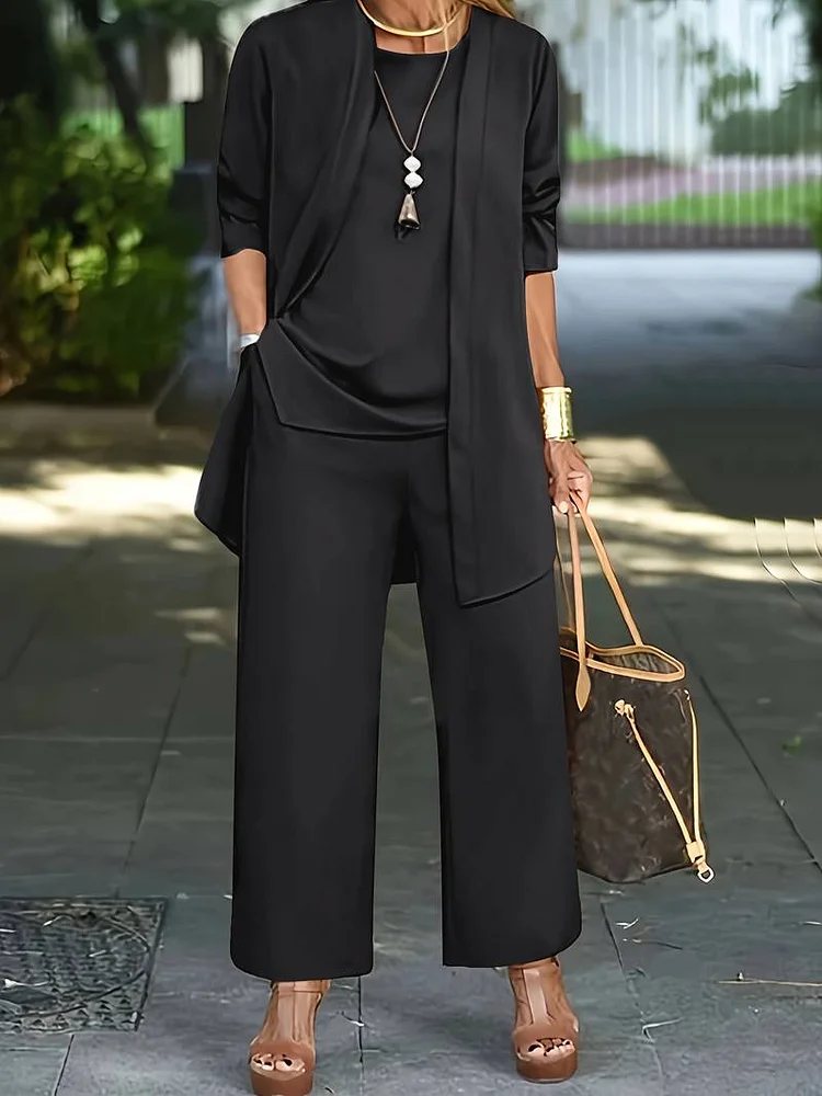 Evelyn – casual three-piece set with cardigan and long trousers Radinnoo.com