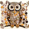 Vintage Brown Owl DIY Button Art Painting Kit 30x30cm Self-Adhesive