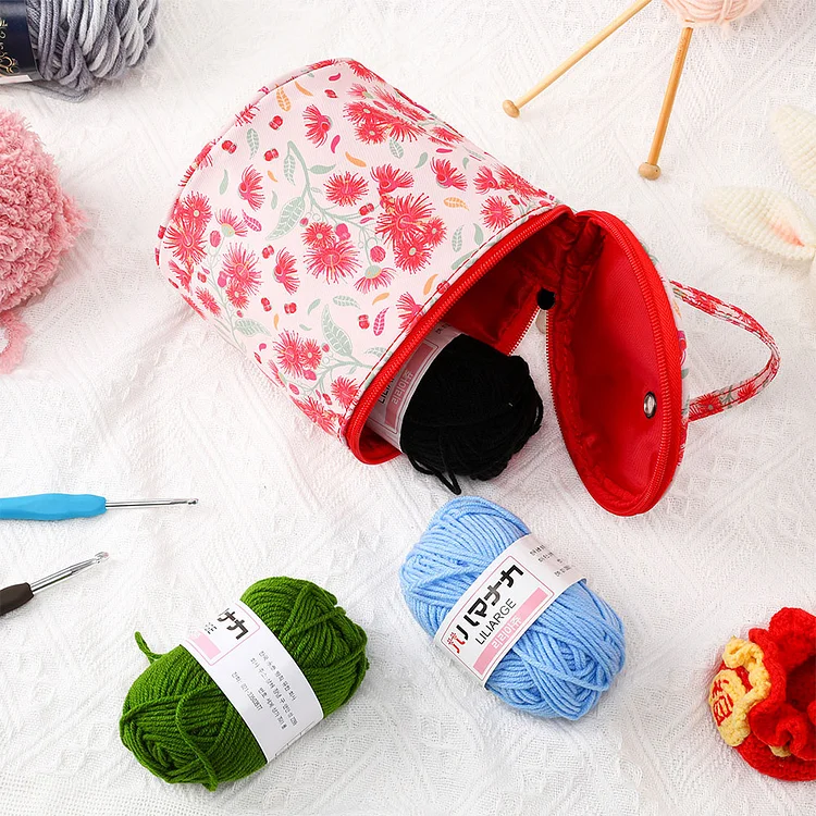 Portable Round Yarn Storage Bag Knitting Bag Organizer Household Wool  Storage Bag DIY Accessories Storage Case