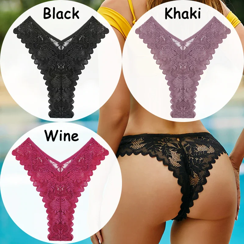 Billionm Lace Panties Women's Underwear Floral Women Panties Perspective Lingerie Brazilian Briefs V Waist Female Underpants