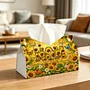Diamond Painting PU Leather Sunflowers and Mom Tissue Box Holder Desktop Organizer Art Home Office Decor Craft Gift for Women