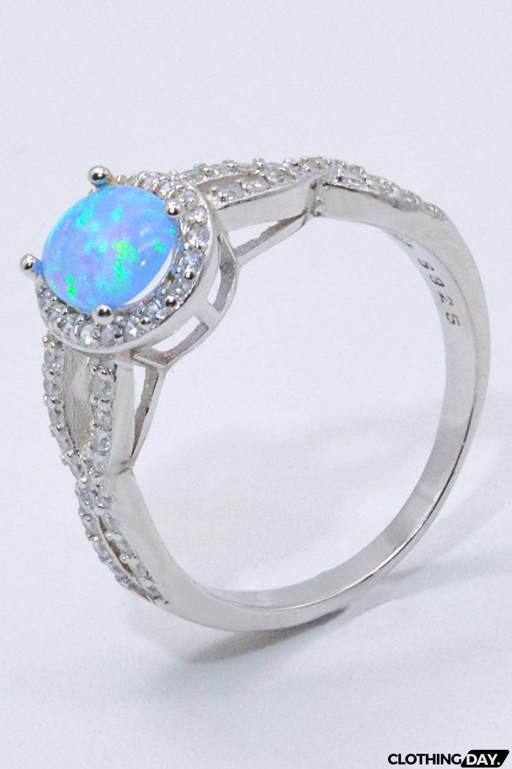 925 Sterling Silver Opal Halo Ring