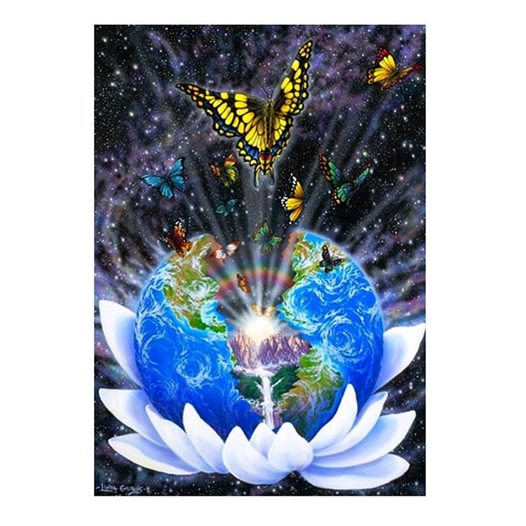 Global Butterfly Part Drill Diamond Painting 30X40CM(Canvas) gbfke