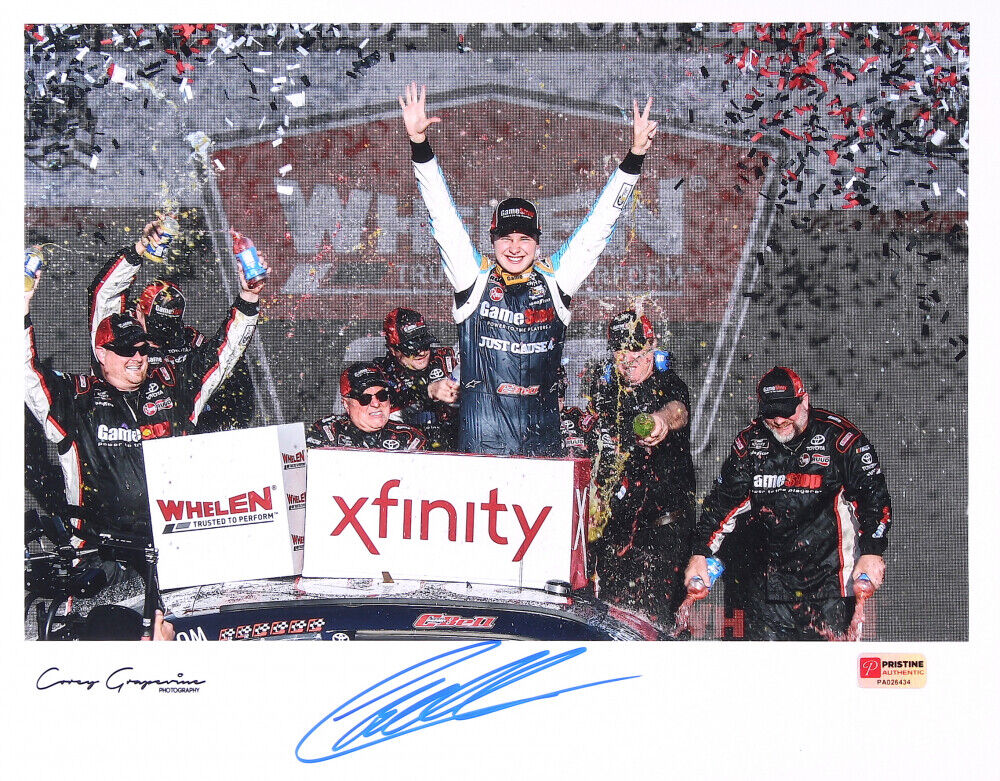 Christopher Bell Signed NASCAR 11x14 Photo Poster painting - 2018 Phoenix Win Celebration PA COA