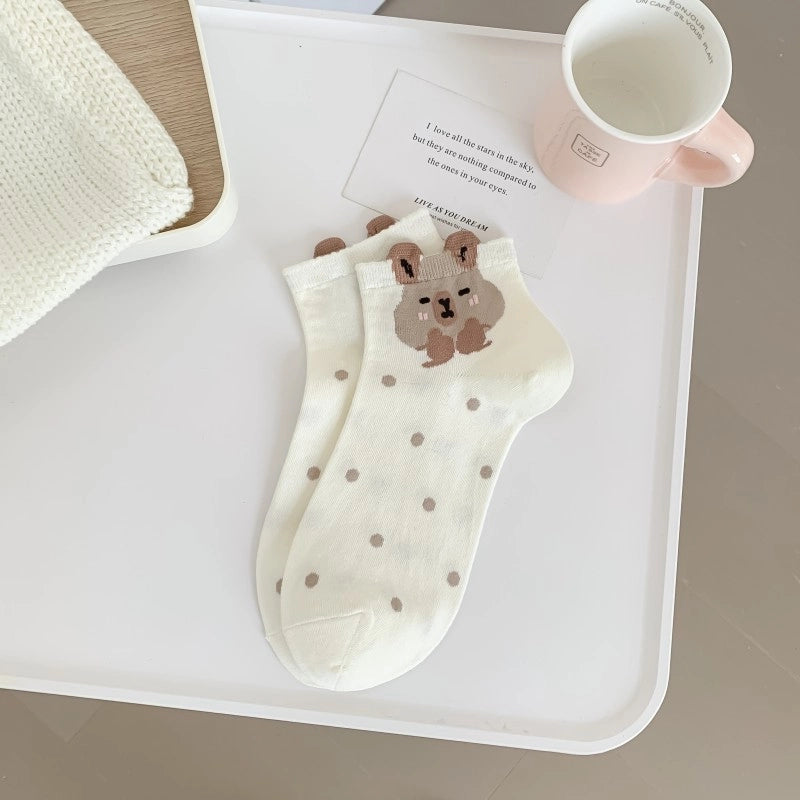 Socks Women’s Mid-tube Socks Cotton Socks Spring And Summer Sweat-absorbent Sports Cotton Socks White Women’s Socks Embroidered Kabibala Tide Socks