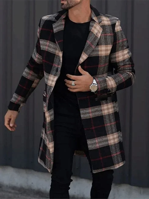 Men's Casual Printed Woolen Coat