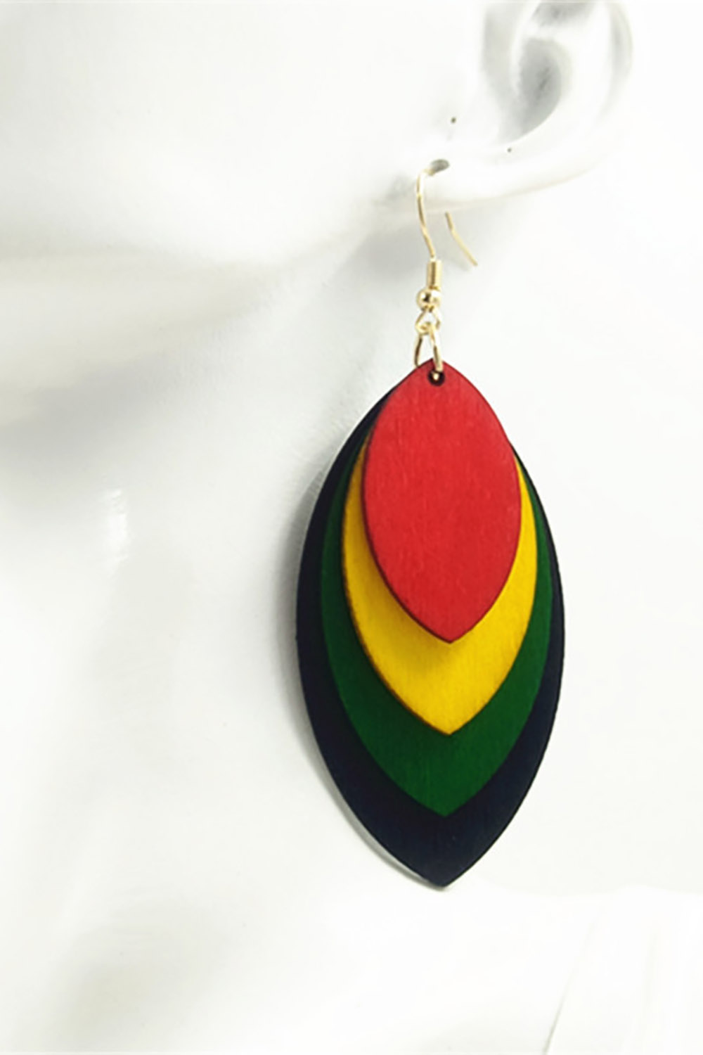 Festival Colorblock Wood Multi-Layer Earrings