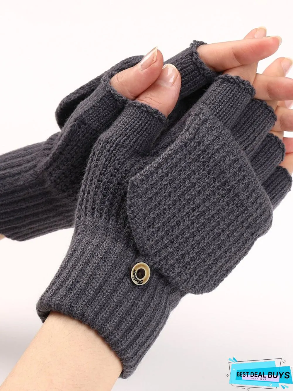 Casual Solid Color Flip-Up Five-finger Gloves Daily Commuting Home Accessories
