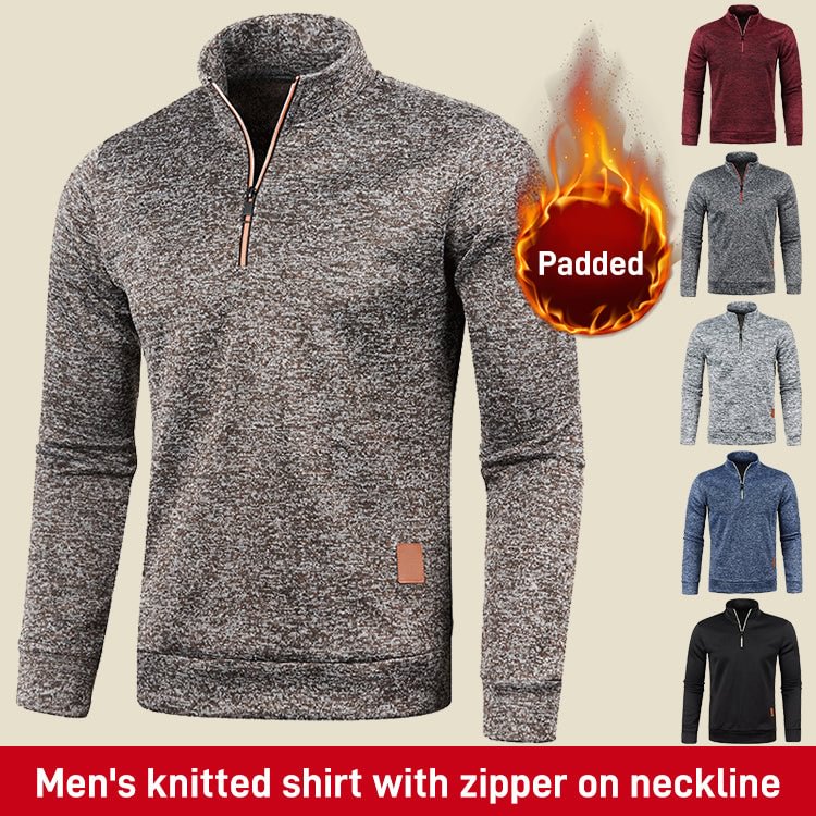 Men's Knitted Shirt with Zipper on Neckline