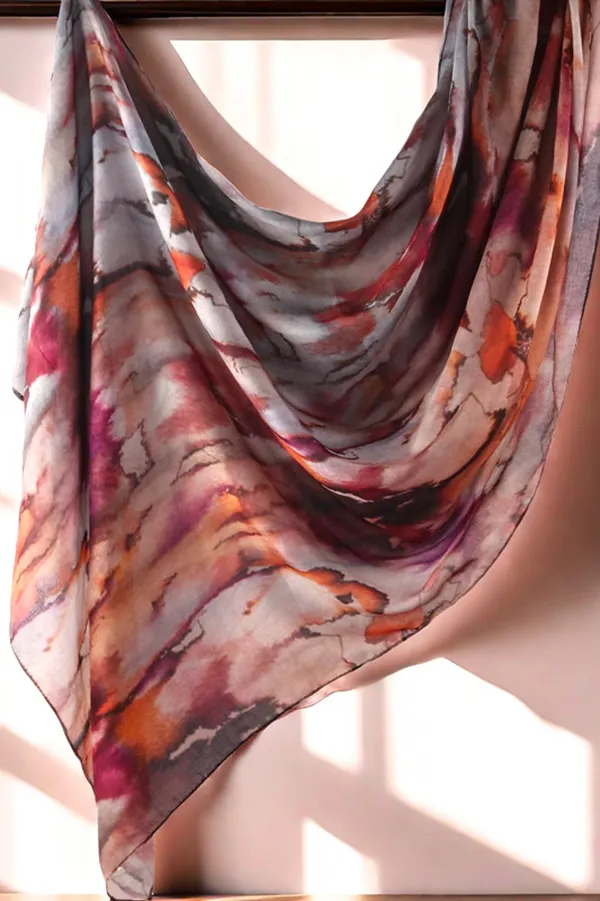Watercolor Series Satin Shawl Scarf