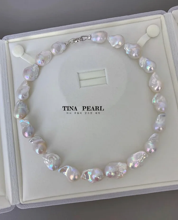 TINA Jewelry Natural mirror gloss fresh water Baroque pearl necklace
