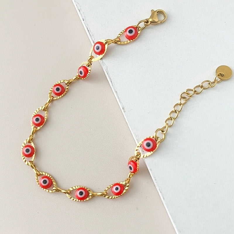 Vacation Devil’s Eye 304 Stainless Steel 14K Gold Plated Bracelets In Bulk