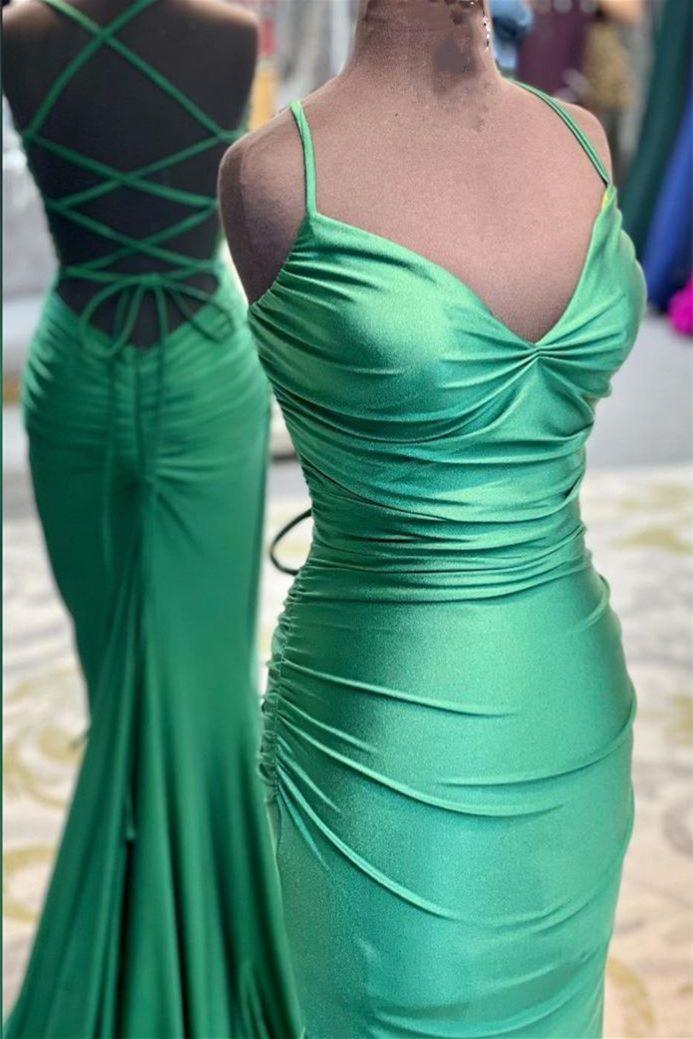 Bellasprom Emerald Green Sweetheart Mermaid Prom Dress Pleats On Sale Bellasprom