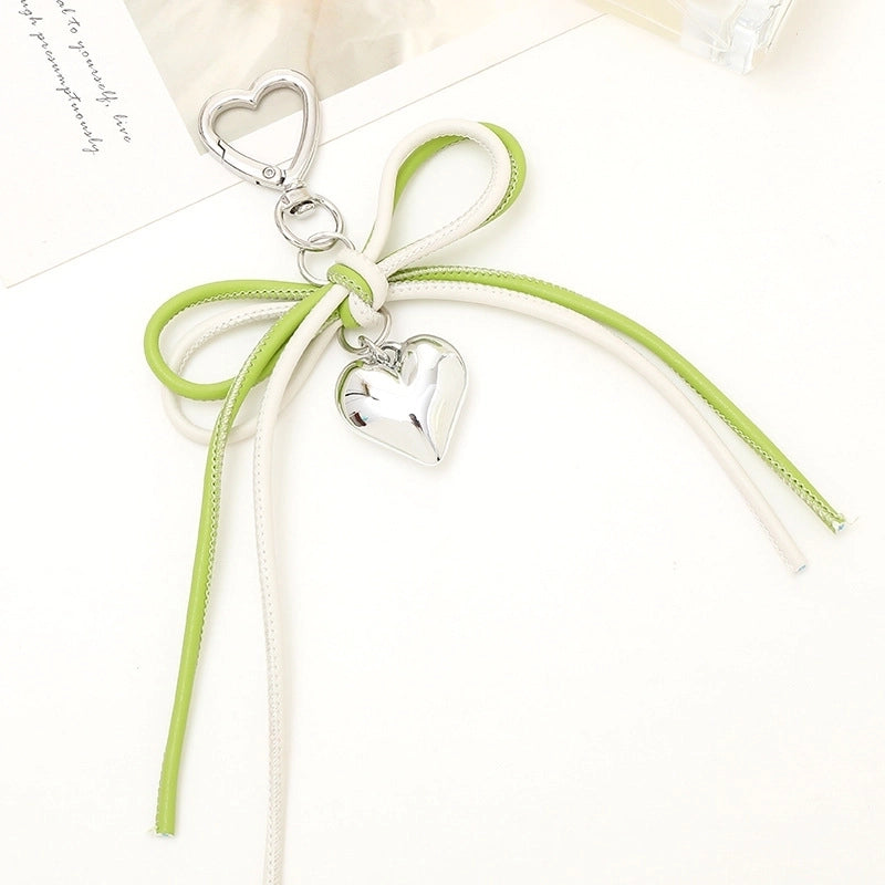 Sweet Heart Shape Bow Knot Pu Leather Zinc Alloy Keychain