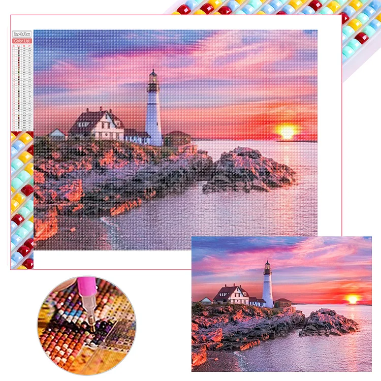 Lighthouse 40*30CM (Canvas) Full Square Drill Diamond Painting gbfke