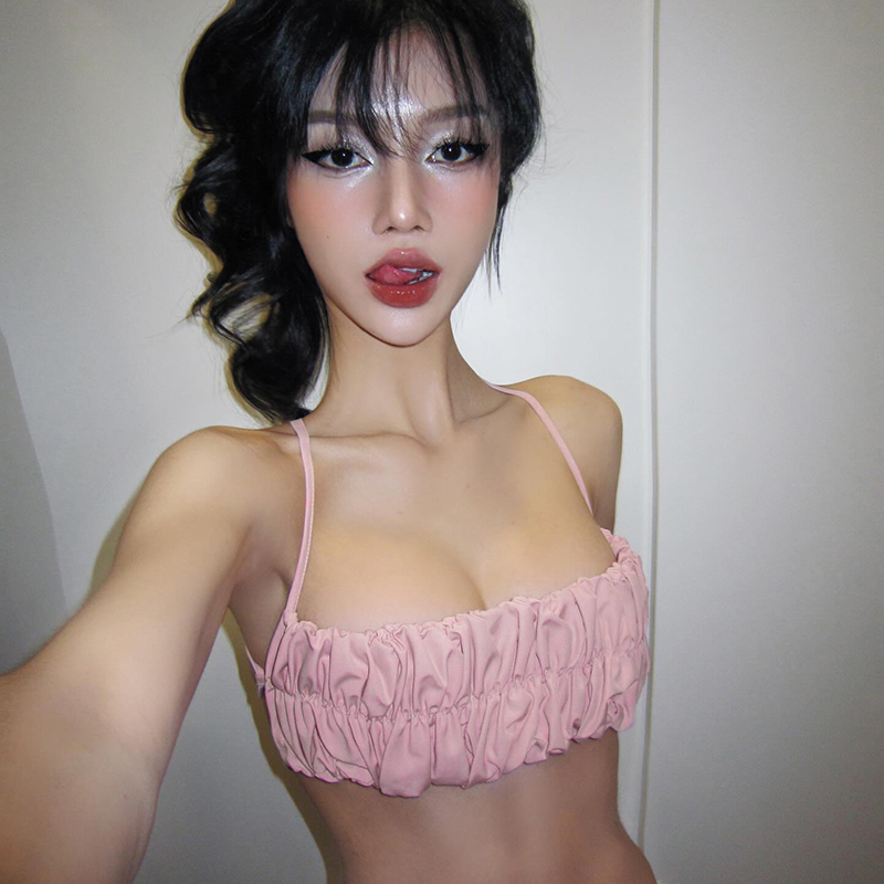 Cropped Y2k Tops Pink Lace Up Top Streetwear Women Summer Sexy Tanks YL23700MH