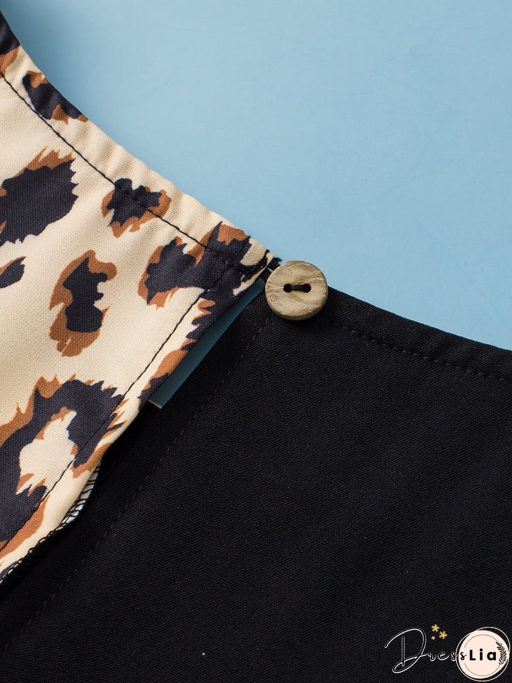 Elegant Black Leopard Ruffle Sleeve Plus Size Top