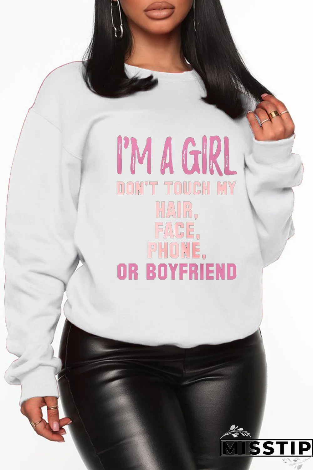 Black Casual Street Print Patchwork Letter O Neck Tops