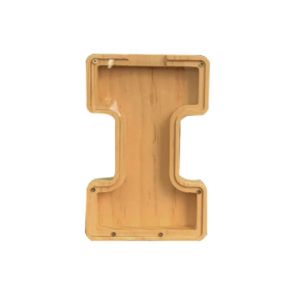 Purexcellent&trade; Wooden creative English letters transparent money jar