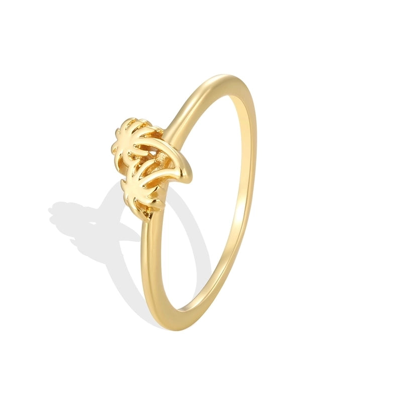 Copper 18K Gold Plated Inlay Sun Heart Shape Shell Shell Zircon Rings