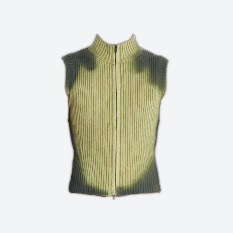 Brownm Zip-Up Cardigan Vest