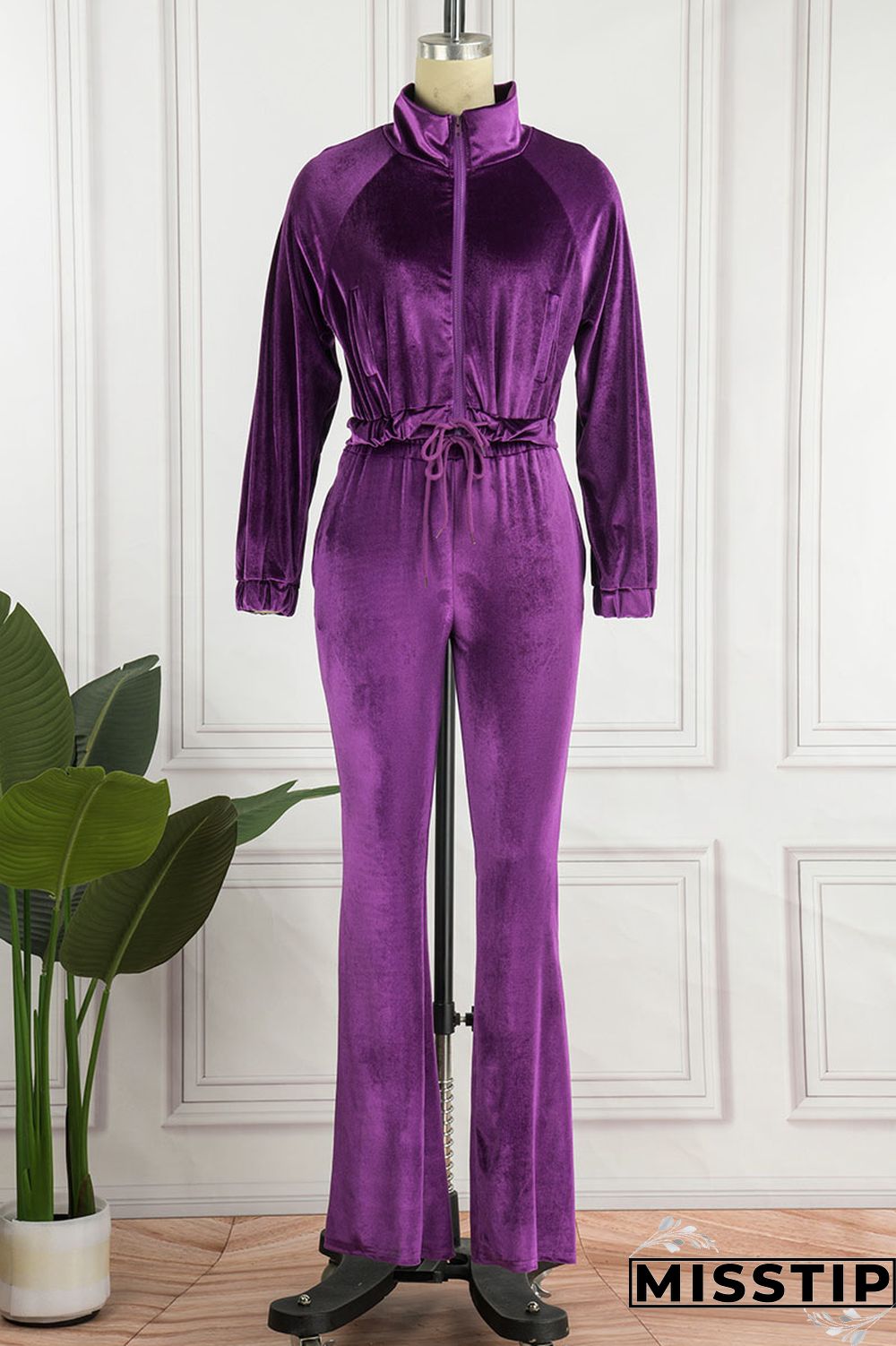 Rose Red Casual Solid Patchwork Zipper Hooded Collar Long Sleeve Two Pieces