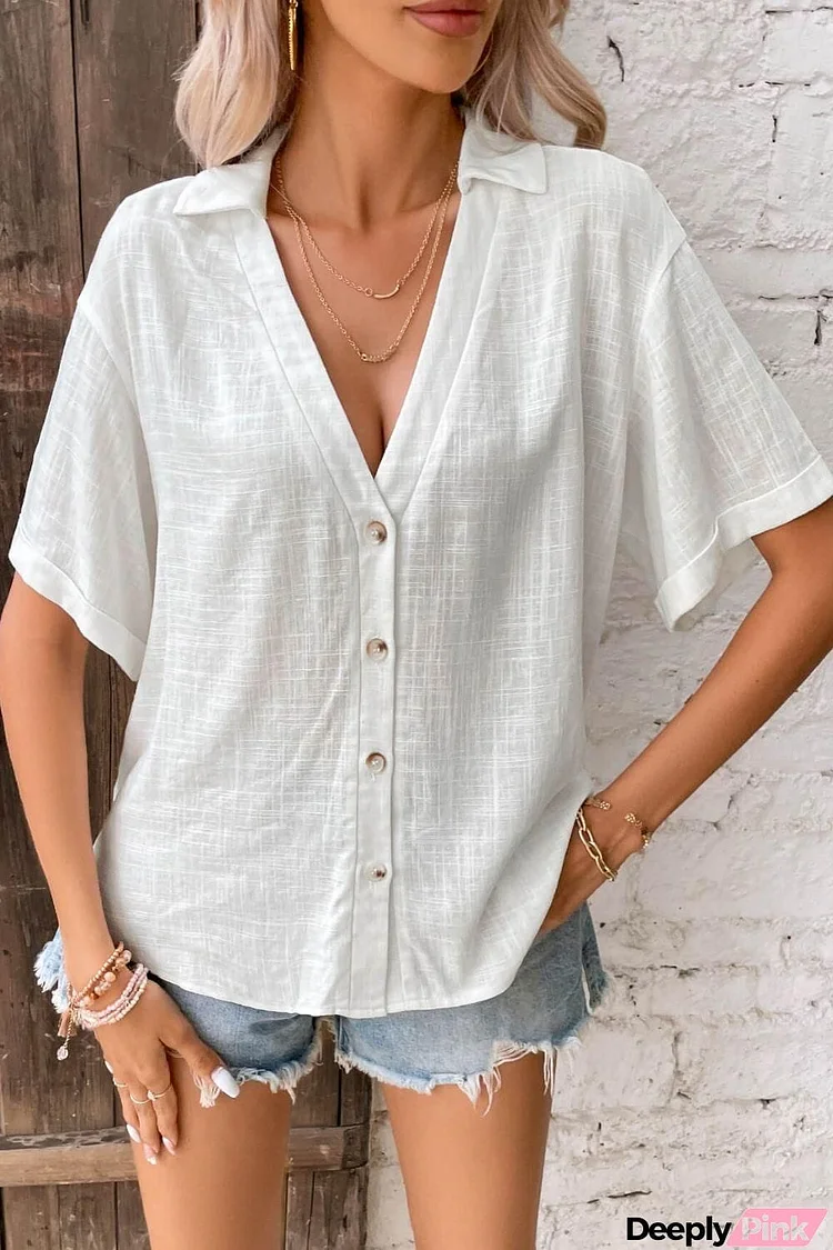 Button Front Johnny Collared Blouse