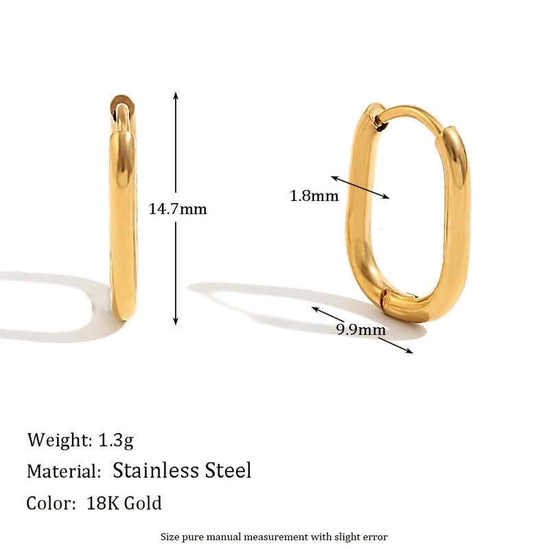 1 Pair Minimalist U Shape Plating 304 Stainless Steel 18K Gold Plated Earrings