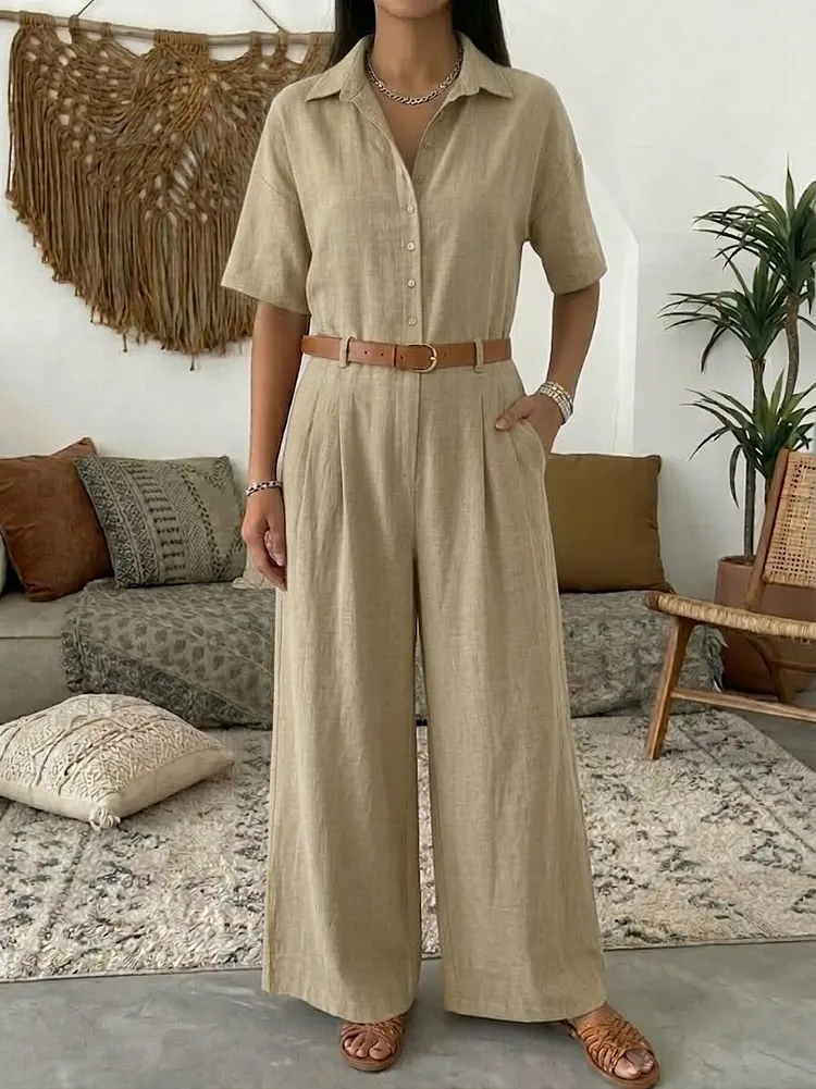 Casual Linen And Cotton Jumpsuits