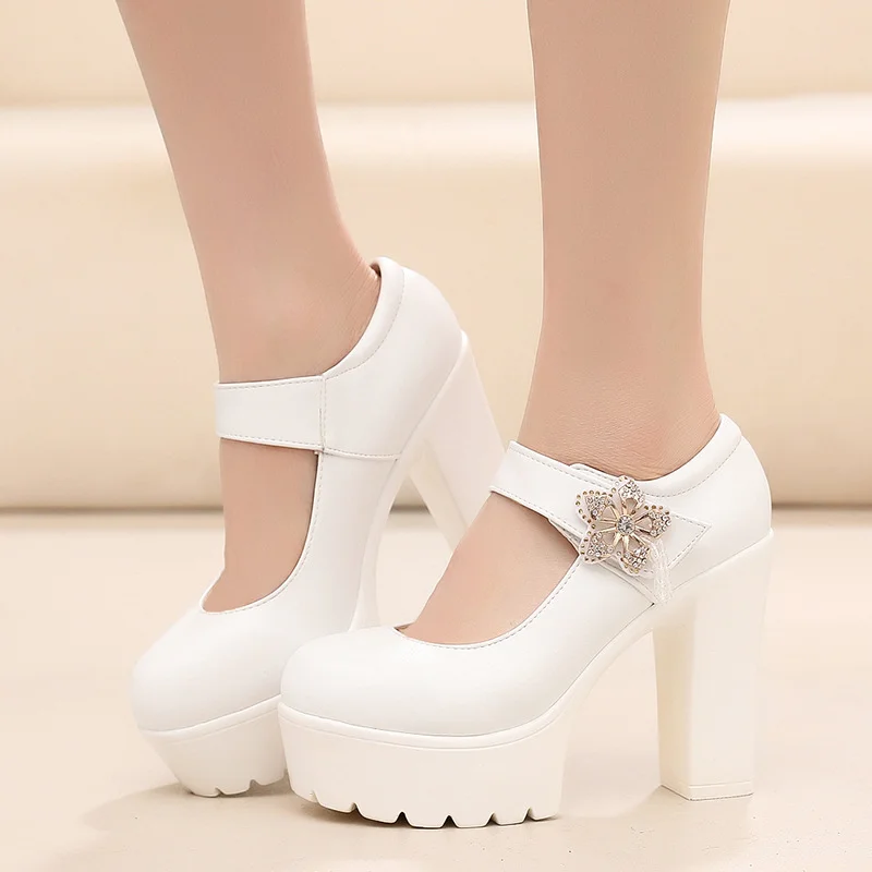 Breakj Breakj High-Heeled High-Heeled Waterproof Table Thick-Soled Model Walking Shoes Magic Beaded Women's Shoes With Cheongsam Shoes