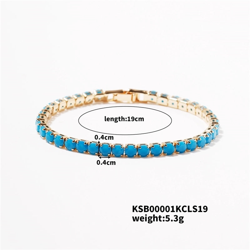 Hip-Hop Solid Color Copper Inlay Zircon K Gold Plated Rhodium Plated Unisex Tennis Bracelet