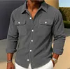  Men's Casual Corduroy Shirt with Chest Pockets - Perfect for Fall and Winter Outfits by Inlyline