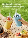 Ice-making and water-drinking 2-in-1 ice hockey mold folding water cup