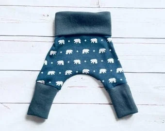 Pornhint Navy Woodland Grow With Me Pants, Bear Baby Pants, Gender Neutral Baby Pants, Blue Baby Leggings, Nature Baby Harem Pants Canada