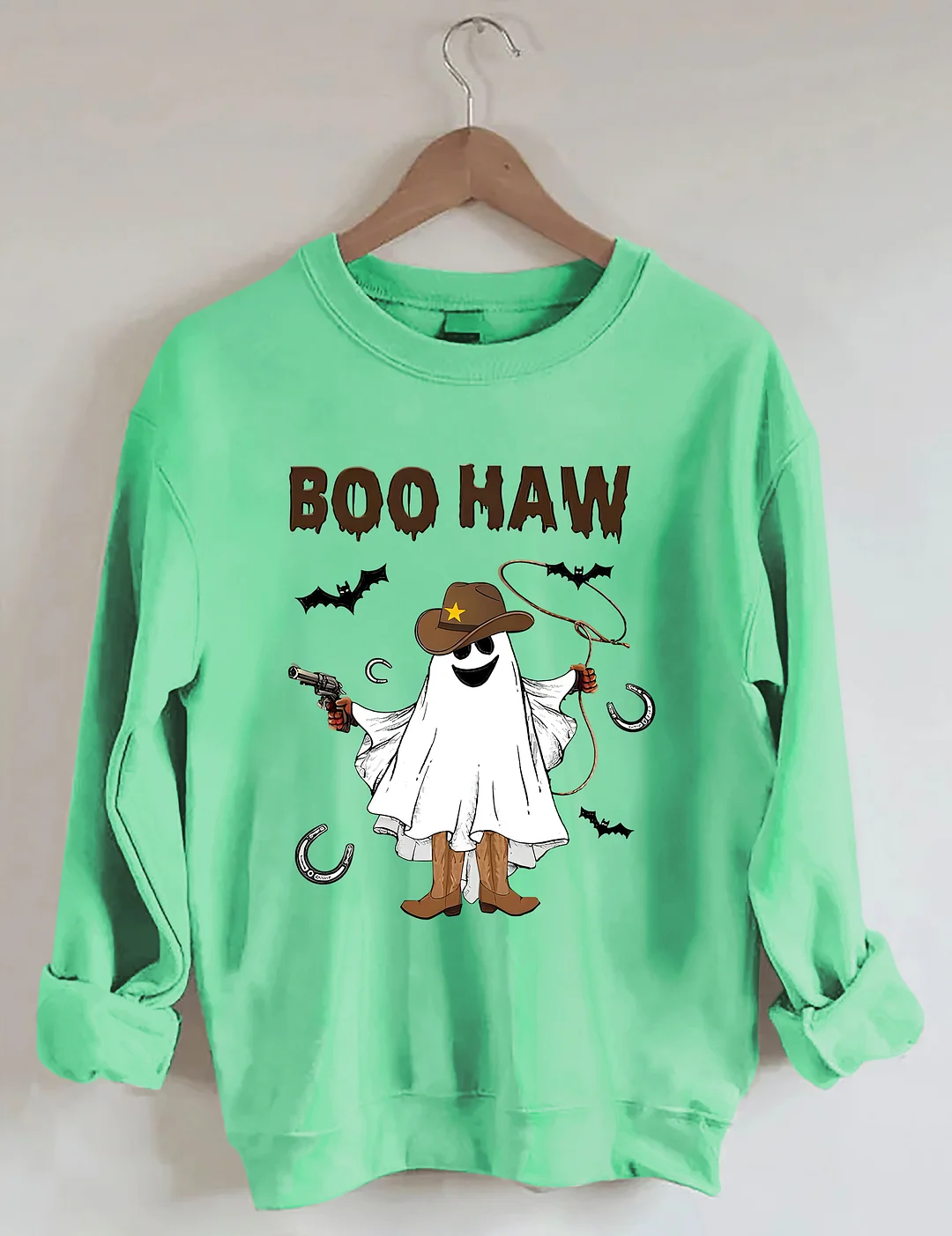 Halloween BOO Haw Western Cowboy Ghost Sweatshirt