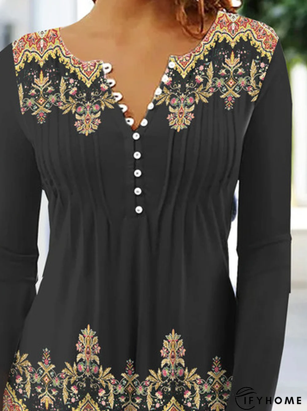 Jersey Casual Ethnic Printed Tunic Top | IFYHOME