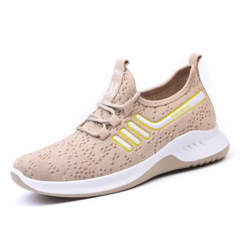 2021 New Women Flats Shoes Casual Ladies Shoes Lace-Up Female Mesh Breathable Tenis Ladies Black Sneakers Zapatillas Mujer
