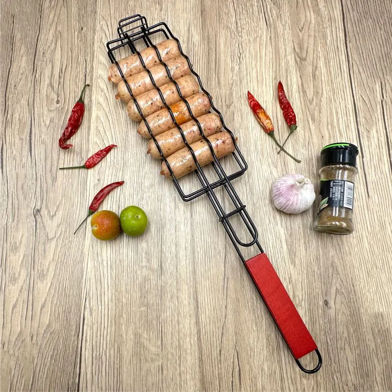 🔥Sausage Grilling Basket &ndash; Anti-Scald Clamp for Outdoor Camping BBQs