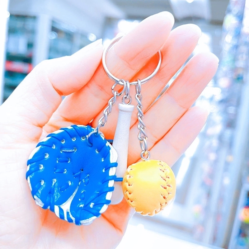 Fashion Baseball Pu Leather Unisex Bag Pendant Keychain