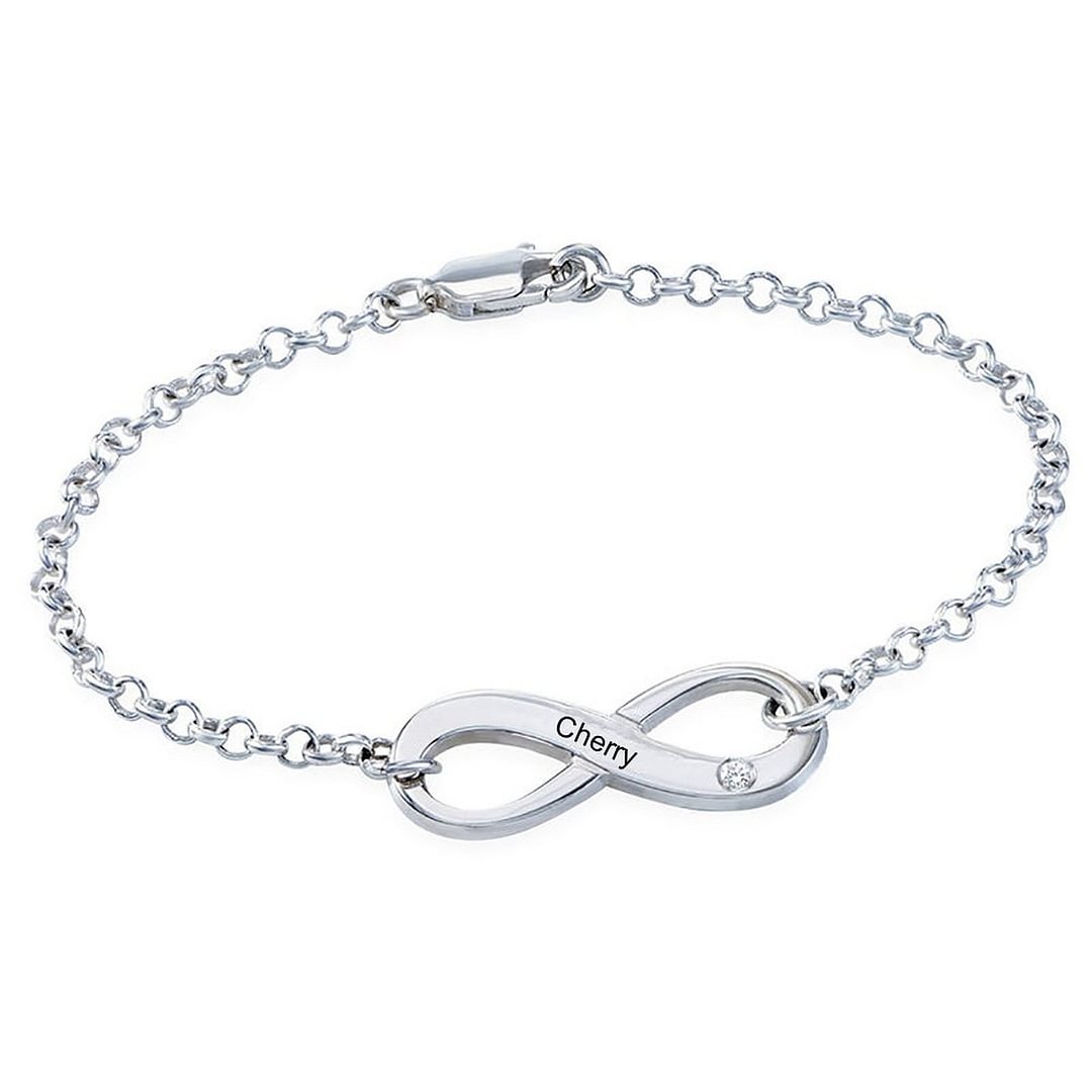 Personalized Engraved Name Infinity Bracelet
