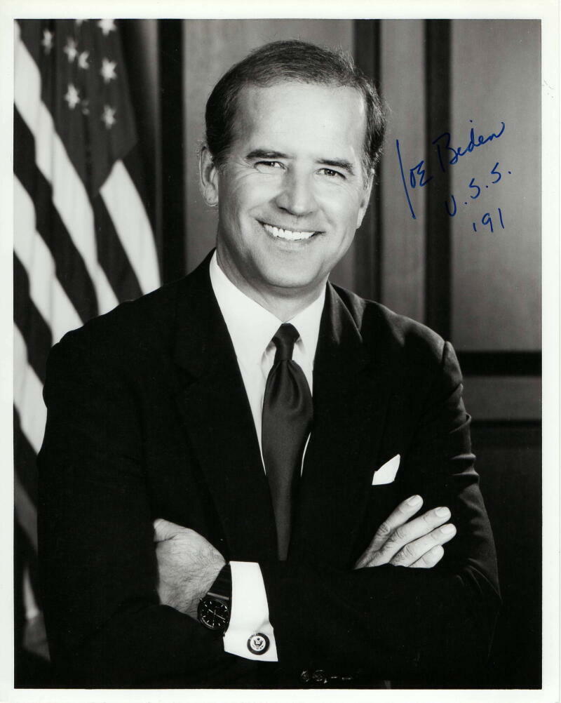 PRESIDENT JOE BIDEN SIGNED AUTOGRAPH 8x10 Photo Poster painting - AS YOUNG DELAWARE SENATOR JSA